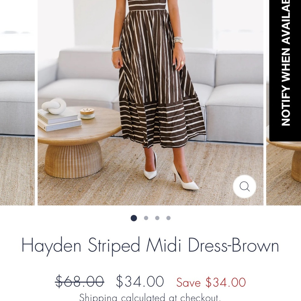 FANCY D HAYDEN STRIPED MIDI DRESS